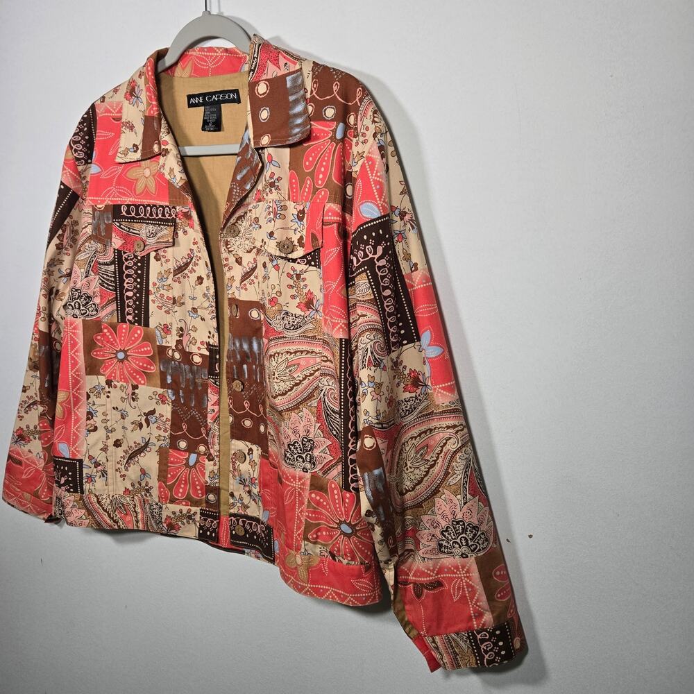 Anne Carson Patchwork Shacket. Large - Picture 2 of 10